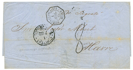 1862 POSTES FRANCAISES BEARN + CORREOS PERNAMBUCO + Taxe 8 Sur Lettre Datée "MARAGNAN" Pour La FRANCE. RARE. Superbe. - Maritime Post