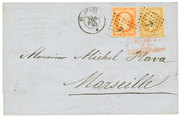 1863 10c(n°21) + 40c(n°23) Obl. ANCRE + Paquebot EUPHRATE 23 Avril 63 Sur Lettre De CONSTANTINOPLE. TB. - Correo Marítimo