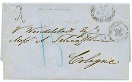 1864 URUGUAY SAINTONGE + Marque D' échange F./39 Sur Lettre Avec Texte Daté "NEW MEHLEM" Pour L' ALLEMAGNE. Association  - Correo Marítimo