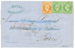 1864 Paire 5c (n°20) + 40c (n°16) Obl. ANCRE + CARMEL (faible) Sur Lettre De CONSTANTINOPLE Pour PARIS. Signé CALVES, DI - Maritime Post