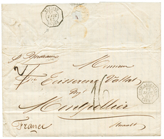 "Oblitérations Doubles Des Paquebots CARMEL Et GUIENNE" : 1865 CONF. ARGENTINE CARMEL + Taxe 16 (Double Port) Sur Lettre - Correo Marítimo