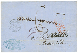 1868 Cachet Rare ALEXANDRETTE PAQ FR X N°5 + Taxe 6 Sur Lettre Pour La FRANCE. Superbe. - Correo Marítimo