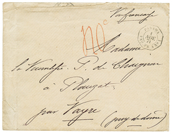 1870 PANAMA PAQ FR A N°1 + Taxe "40c" Rouge (RARE) Sur Env. Avec Texte Daté "VALPARAISO" Pour La FRANCE. Combinhaison Tr - Correo Marítimo