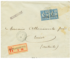 1912 1p S/ 25c(x2) Obl. ALEXANDRETTE SYRIE Sur Enveloppe RECOMMANDEE Pour TRIESTE. Superbe. - Other & Unclassified