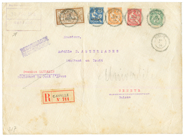 CAVALLE : 1914 5c + 10c+ 15c + 1P S/ 25c + 2P S/ 50c Obl. Cachet évidé CAVALLE Sur Enveloppe RECOMMANDEE Pour GENEVE (SU - Andere & Zonder Classificatie