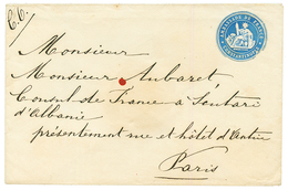 Rare Vignette Bleue AMBASSADE DE FRANCE CONSTANTINOPLE Sur Enveloppe Pour Le CONSULAT D' ALBANIE. TTB. - Sonstige & Ohne Zuordnung