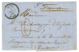 "JERUSALEM Via JAFFA" : 1859 Cachet JAFFA SYRIE + Taxe 10 Sur Lettre Avec Texte Daté "Franciscain LIEVIN CASANOVA, JERUS - Other & Unclassified