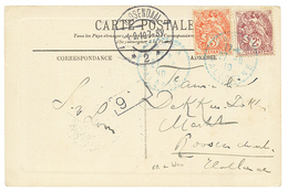 "JAFFA En Bleu" : 1910 LEVANT Type Blanc 2c + 3c Obl. Cachet Perlé JAFFA PALESTINE En Bleu (NON Répertorié Par POTHION)  - Other & Unclassified