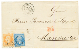 SMYRNE : 1866 20c(n°22) + 40c (n°23) Obl. GC 5098 + SMYRNE TURQUIE Sur Lettre Pour L' ANGLETERRE. TB. - Other & Unclassified