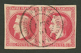 Superbe Paire Du 80c EMPIRE CG (n°10) Oblitération Cntrale POINTE A PITRE GUAD. PAQ. ANG. Infime Pelurage. TB. - Autres & Non Classés