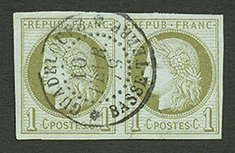 CG Magifique Paire Du 1c CERES Obl. GUADELOUPE BASSE-TERRE. Petite Fente. Aspect Superbe. - Altri & Non Classificati