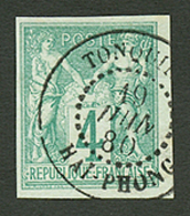 INDOCHINE : CG 4c SAGE Vert (n°25) Obl. TONQUIN HAI-PHONG. Rare Sur Ce Timbre. Superbe. Qualité. - Other & Unclassified