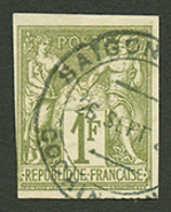 INDOCHINE : COLONIES GENERALES 1F SAGE (pd) Obl. Cachet Télégraphique SAIGON. RARE. TTB. - Otros & Sin Clasificación