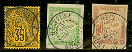 NOSSI-BE : CG 35c ALPHEE DUBOIS Obl. NOSSI-BE + TAXE 15c & 60c Obl. HELVILLE NOSSI-BE. Superbe. - Other & Unclassified