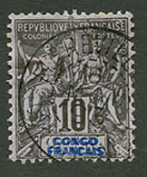 CONGO : 10c (n°16a) Variété "CONGO FRANCAIS En Double" Obl. Cote 800€. Signé SCHELLER. TTB. - Sonstige & Ohne Zuordnung