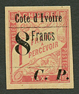 COTE D' IVOIRE : COLIS POSTAUX 8 Francs S/ 1F (n°22) Neuf *. Cote 820€. Tirage 1000. Signé SCHELLER. TB. - Sonstige & Ohne Zuordnung