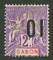 GABON : 01 S/ 2F Surcharge Renversée (n°77a) Neuf (*). Cote 385€. Signé SCHELLER. TB. - Other & Unclassified