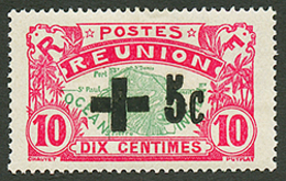 REUNION - CROIX ROUGE : +5c Noir S/ 10c(n°80) Neuf *. Signé SCHELLER. Cote 200€. TB. - Otros & Sin Clasificación