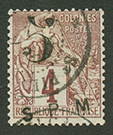 ST PIERRE ET MIQUELON : 5 S/ 4c (n°4) Obl. Cote 400€. Signé SCHELLER. Superbe. - Otros & Sin Clasificación