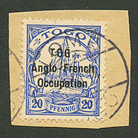 TOGO - ANGLO FRENCH OCCUPATION : 20pf ( N°35a) Surcharge Espacement étroit De 2mm Avec VARIETE TOG (au Lieu De TOGO) Obl - Otros & Sin Clasificación