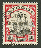 TOGO - ANGLO FRENCH OCCUPATION : 40pf ( N°38) Oblitéré. Cote 470€. Signé SCHELLER. Superbe. - Other & Unclassified