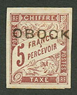 OBOCK : TAXE 5F (n°18) Neuf *. Cote 630€. Signé SCHELLER. TB. - Other & Unclassified