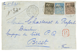 1892 10c(n°5) + 15c (n°6) + 25c (n°8) Obl. LOANGO A MARSEILLE L.N N°3 Sur DEVANT De Lettre (front Only). TB. - Autres & Non Classés