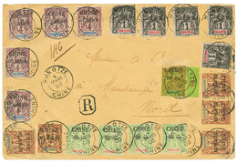 1903 CHINE 1c(x5) Pd + 2c(x5) + 4c(x5) + 5c (x4) + 20c(pd) Obl. MONGTZE CHINE Sur Env. RECOM. Pour La FRANCE. Affrt Spec - Autres & Non Classés