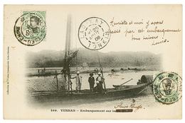 1908 INDOCHINE 5c (x2) Obl. MONG-TSEU CHINE + LAOKAY TONKIN Sur Carte Pour PARIS. Superbe. - Otros & Sin Clasificación