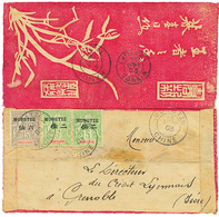 1903 MONGTZE 5c (x2) + 15c Obl. MONGTZE CHINE Sur Env. De MANDARIN Pour La FRANCE. Verso, LAOKAY TONKIN + HANOI. Rare Su - Autres & Non Classés