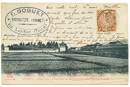 1909 CHINE 4c Obl. Cachet Chinois MENGTSEU + Cachet Oval MONGTZE (CHINE) VIA LAO-KAY (TONKIN) Sur Carte Pour La FRANCE.  - Autres & Non Classés