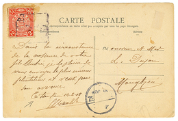 YUNAM : 1908 CHINE 2c Obl. Cachet Chinois Encadré + MENGTSEU Sur Carte (Visite Du GOUVERNEUR D' INDOCHINE Au YUNAM) Daté - Other & Unclassified