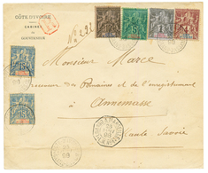 1898 1c+ 4c+ 5c+ 10c+ 15c(x2) Pd Obl. COTE D'IVOIRE GRAND BASSAN Sur Env. RECOM. Pour La FRANCE. TB. - Other & Unclassified