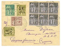 1894 1c(n°14) Bloc De 6 + 5c (n°17) Variété GUADBLOUPE + 4c (n°16) + 5c S/ 1F (n°11)x2 Obl. BASSE-TERRE Sur Env. Pour CA - Otros & Sin Clasificación