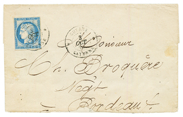 1873 CG 25c CERES TB Margé Obl. GUYANE CAYENNE Sur Lettre (1 Rabat Absent) Pour BORDEAUX. RARE. TB. - Andere & Zonder Classificatie