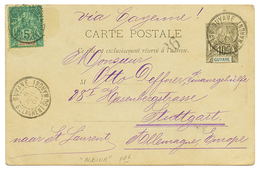 "ALBINA Via ST LAURENT" : 1901 ENTIER 10c Daté "ALBINA" + 5c Obl. ST LAURENT DU MARONI Pour L' ALLEMAGNE. Origine Rare.  - Other & Unclassified