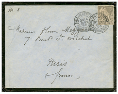 "SIAM Via SAIGON" : 1893 COLONIES GENERALES 25c Obl. SAIGON Sur Enveloppe Avec Texte Daté "BANGKOK" Pour PARIS. RARE. Su - Other & Unclassified