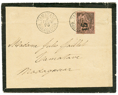 1893 15 S/ 25c(n°5A) Surcharge Verticale Obl. TAMATAVE Sur Enveloppe Locale. TB. - Andere & Zonder Classificatie