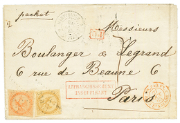 1865 AIGLE 10c + 40c Obl. MQE + MARTINIQUE ST PIERRE + AFFRANCHISSEMENT INSUFFISANT, Pour PARIS. TTB. - Other & Unclassified