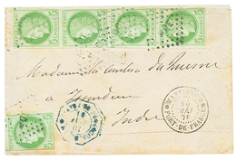 1876 CG 5c CERES Bande De 4 + 1 Ex.(pd) Obl. MQE Sur Env. De MILITAIRE De FORT DE FRANCE. TTB. - Altri & Non Classificati