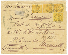 1884 CG 25c Jaune (x4) Obl. ST PIERRE MARTINIQUE Sur Env. RECOMMANDEE Pour La FRANCE. Superbe. - Other & Unclassified