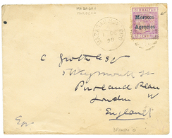 MAROC - Bureaux Anglais : 1895 50c (with Variety BROKEN O) Canc. A26 + MAZAGAN MOROCCO On Envelope To ENGLAND. Vf. - Other & Unclassified