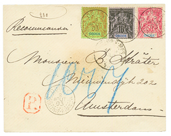 1893 10c + 20c + 50c Obl. OBOCK COLONIES FRANCse Sur Enveloppe RECOMMANDEE Pour Les PAYS-BAS. TTB. - Otros & Sin Clasificación