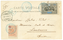 1903 Timbre Coupé 20c (n°53a) + 25c (n°54) Obl. DJIBOUTI Sur CARTE RECOMMANDEE Pour La SUISSE. TTB. - Other & Unclassified