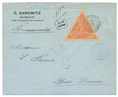 1910 5F (n°46) Obl. DJIBOUTI Sur Enveloppe RECOMMANDEE Pour L' ABYSINIE. Timbre Rare Sur Lettre (cote Détaché = 150€). S - Otros & Sin Clasificación
