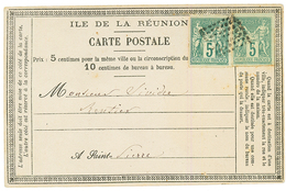 CG 5c SAGE(x2) TTB Margés Obl. Sur CARTE PRECURSEUR De La REUNION Pour ST PIERRE. Superbe. - Other & Unclassified