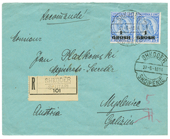 1914 1 GR.(x2) Canc. SHKODRE SCUTARI On REGISTERED Envelope To AUSTRIA. Superb. - Albanien