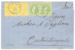 "BURGAS" : 1872 Pair 2 SOLDI (1 Stamp With Crease) + 3 SOLDI (x2) Canc. BURGAS On Entire To CONSTANTINOPLE. Very Rare Po - Oriente Austriaco