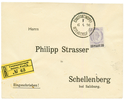 CONSTANTINOPLE : 1896 10 PIASTER Canc. CONSTANTINOPEL On REGISTERED Envelope To SALZBURG. Superb. - Levant Autrichien