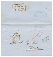 "SIMI Via RHODES" : 1865 RHODUS/27.DIC + "20" Tax Marking On Entire Letter From "SIMI" To TRIESTE. Verso, "RODI" Forward - Levant Autrichien